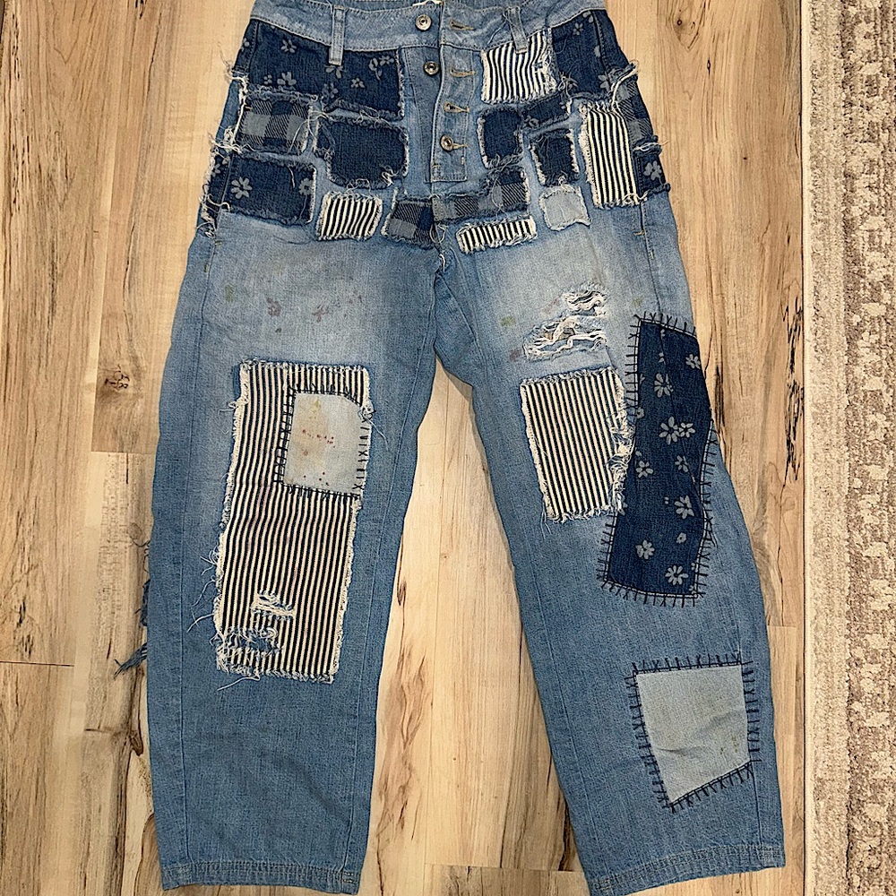 Free People Patchwork Jeans